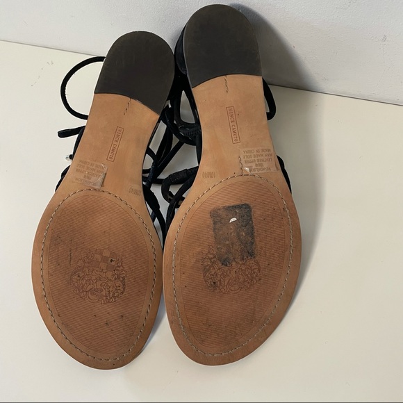 Vince Camuto lace up black suede flat sandals summer - Picture 8 of 10